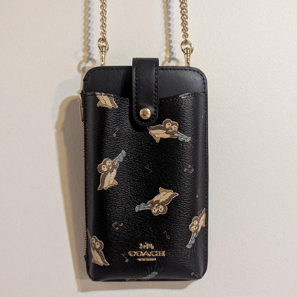 Coach Black Phone Bag with Bear Design